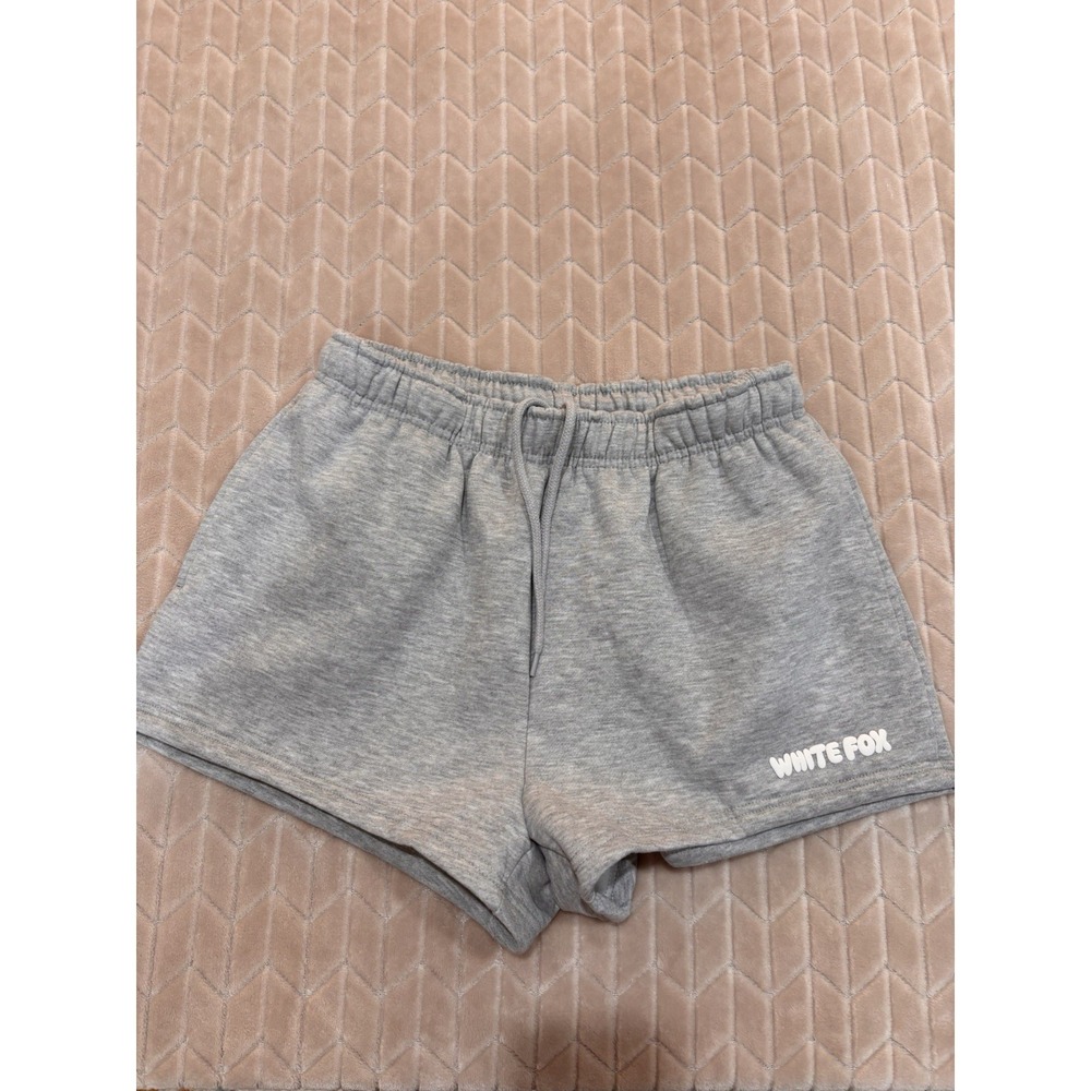 White Fox Grey Lounge Shorts Women's Size S High Waist Soft Fleece Cotton